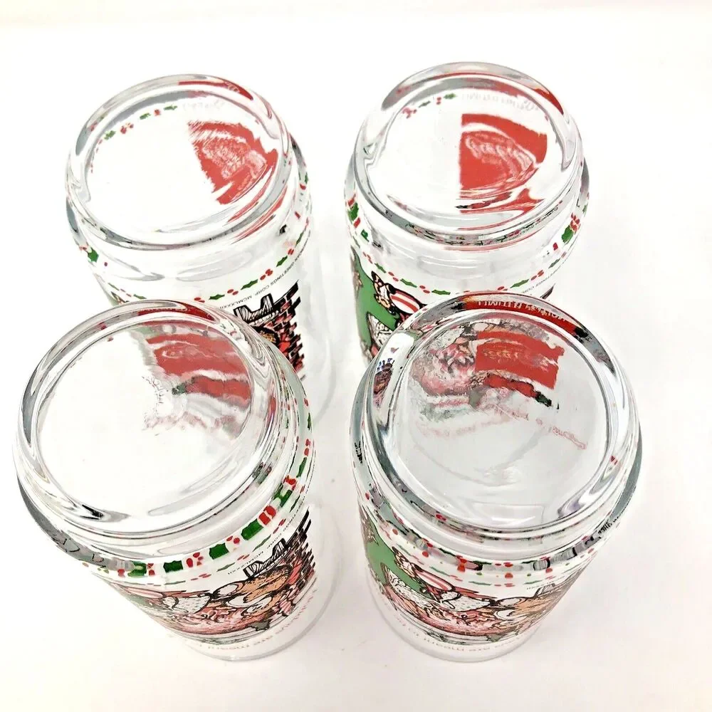 VTG Christmas Holly Hobbie Limited Edtion Coke Tumblers American Greetings Set 4